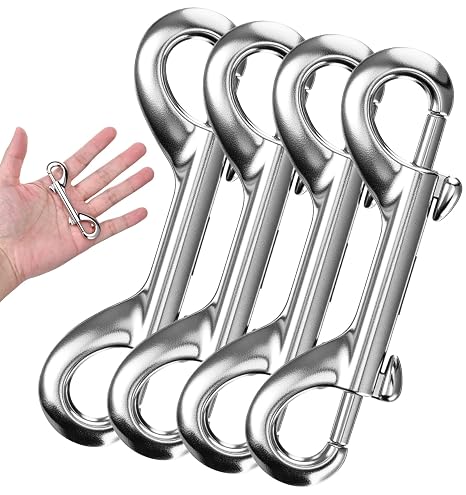 4Pcs Snap Hooks, 3.5 in Heavy Duty Metal Clips Double Ended Snap Hooks, Silver Dog Leash Clips for Pet Leash Water Bucket Hook Key Holder Carabiner, Indoor & Outdoor Use