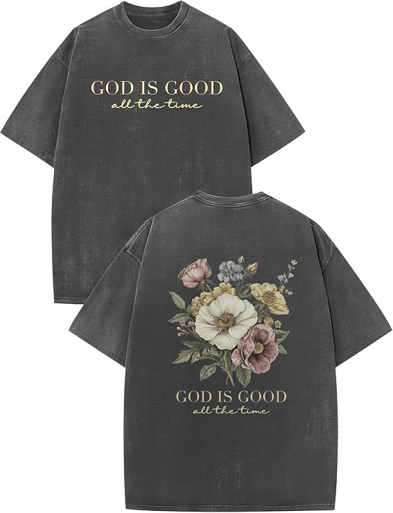 Christian Shirts for Men GOD is Good Graphic Tees Cross Bible Dove Jesus Religious Tshirt Retro Washed Tops