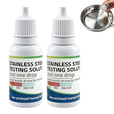 2Pcs Stainless Steel Test Liquid, Rapid Tableware with Analysis Solution,15ml Detection Reagent, Inspection Utility with Easy Use, Compact Accessory, Metal Purity Detector for Kitchenware