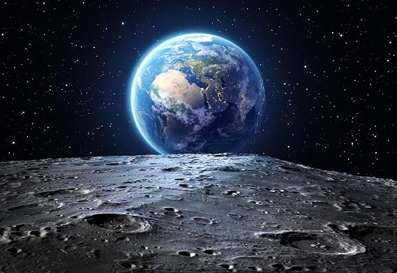 Outer Space 7x5ft Universe Backdrop Earth Moon Surface Deep Space Background Starry Sky Planet Theme Background for Boy Girl Birthday Party Photography Decorations Banner Photo Booth Props