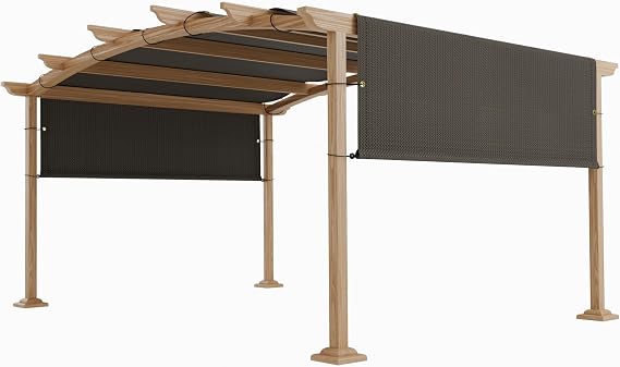 TANG 4'x4' Pergola Shade Cover Replacement Canopy for Patio Deck Sunshade Universal Shade Cloth with Grommets for Garden, Sunscreen Fabric with Weighted Rods(Brown)