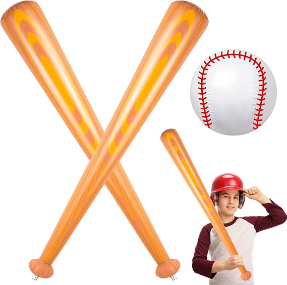 Inflatable Baseball Bat and Ball - 3Pcs Set: 2Pcs 40 Inch Bats & 1Pcs Beach Ball - Perfect for Beach Party Sports Game