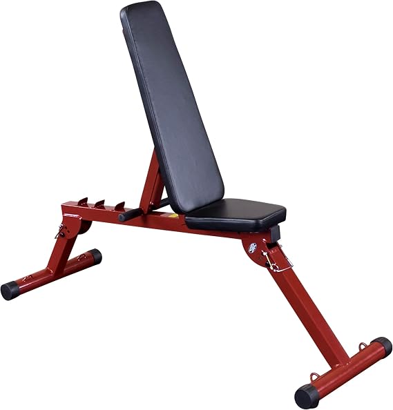 Best Fitness (BFFIDPL10) Flat Adjustable Weight Bench with Preacher Curl, Leg Extension, Leg Curl Attachment for Home Gym, Foldable Incline Weightlifting Workout Bench, Strength Training Equipment