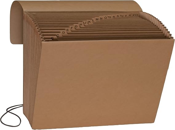 Expanding File with Smead Cover and Cord Closure, 21 Pockets, Alphabetical (AZ), Letter Size, Kraft (70121)