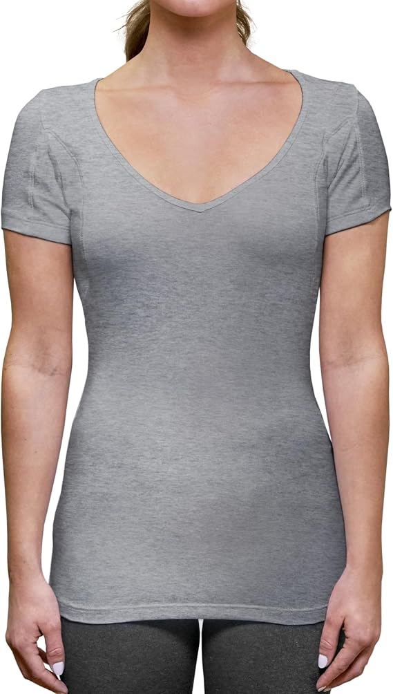 THOMPSON TEE Women's Sweatproof Undershirt - Deep V Neck - Slim Fit - with Sweat Pads