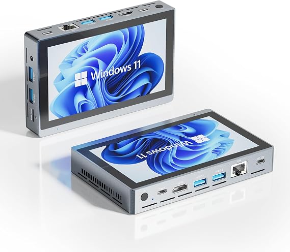 HIGOLEPC Mini PC Win 11 Pro,Celeron N5095 Mini Computer with Fan,8GB DDR4,256GB ROM,USB-C Mini PC with Screen,Micro PC WiFi 5.0 BT5.2 4K 60Hz Triple Display with Battery,Mini Gaming Computer
