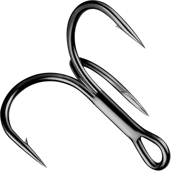 Shaddock Fishing Treble Hooks, Round Bend Short Shank Treble Hooks, High Carbon Steel, Wide Gap for Lures, Baits, Stripe, Trout, Bass, Salmon, Panfish 100/200PCS