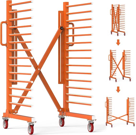 15-Level Paint Drying Rack for Cabinet Doors (Expandable 12"-58") - 1650lbs Heavy Duty Cabinet Drying Rack with 3.1" Spacing - Rolling Stand for Professional Woodworking