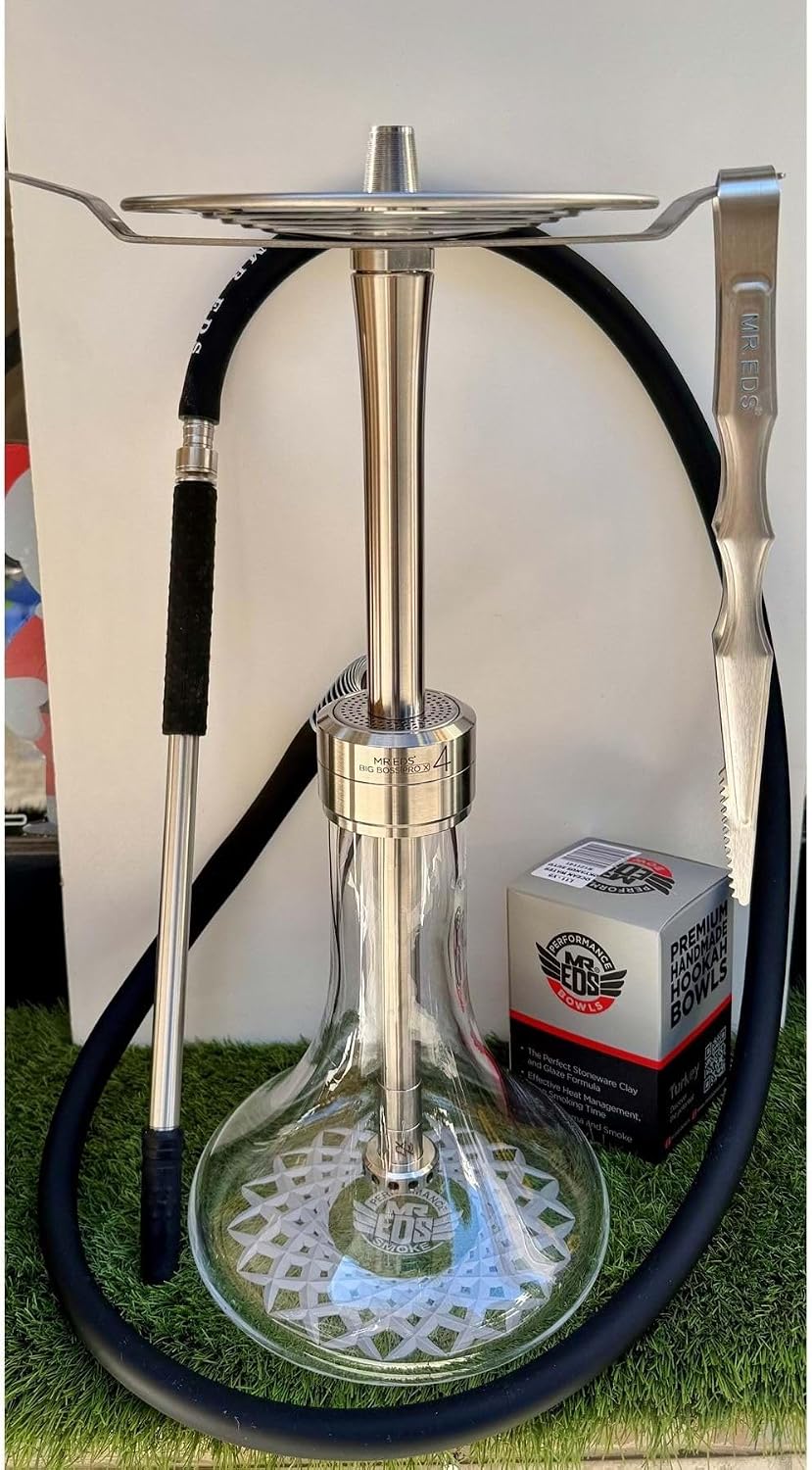 Mr Eds E24 Big Boss Pro X 4 - Çelik Seri Nargile Takımı Dip Dekor Silver