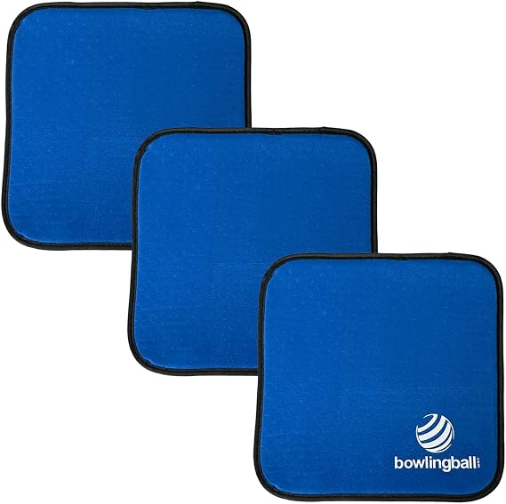 (3-Pack Microfiber Bowling Ball Shammy Towel) 7.75" x 7.75" - Premium Quality Bowling Ball Shammy Pad with Easy Grip Backing - Cleans Dirt and Oil to Improve Ball Reaction and Scores