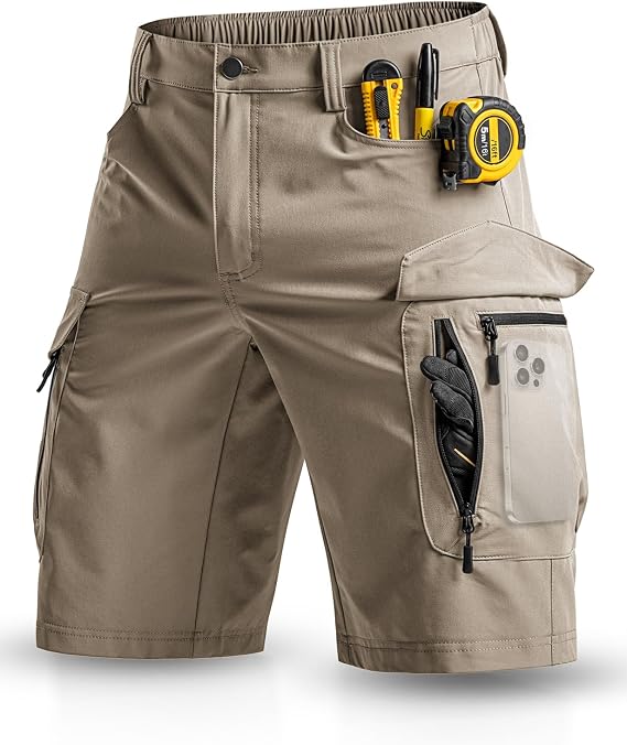 Moosehill Men's Work Cargo Shorts: Durable Ripstop with 7 Pockets