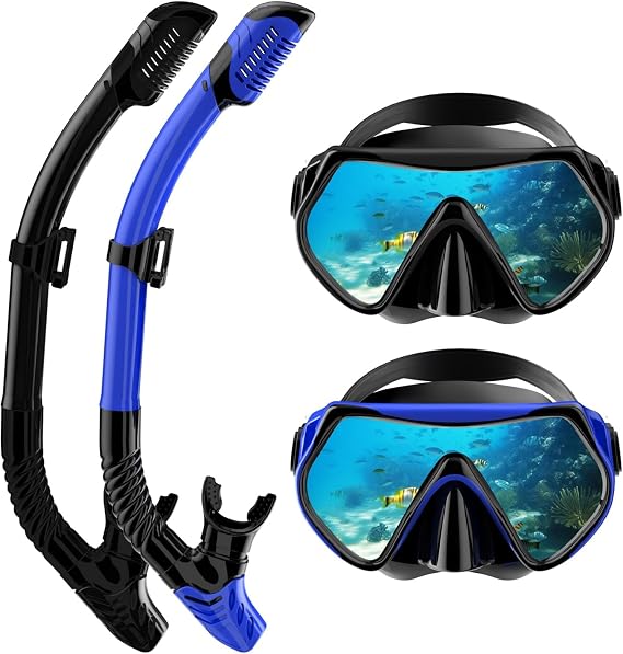 Snorkeling Gear for Adults, Dry-Top Snorkel Set Scuba Diving mask, 180Panoramic Wide View Professional Snorkeling Gear Breathing Freely Snorkel Mask