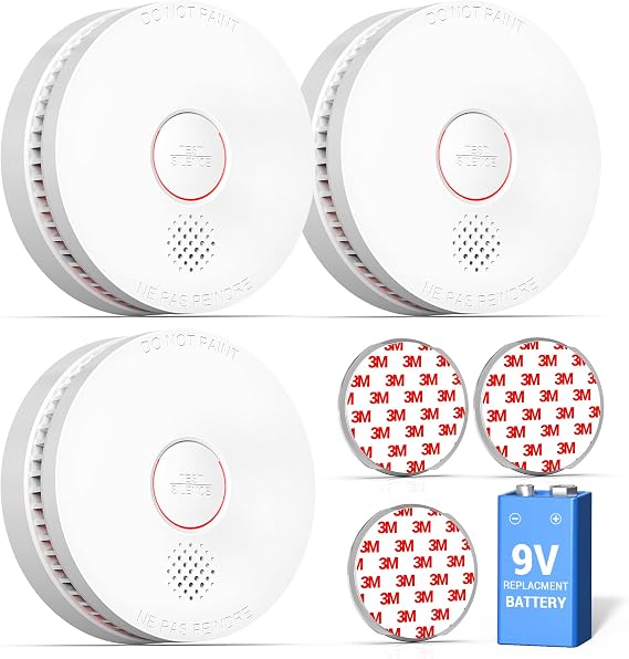 SITERWELL Smoke Detector, 10 Year Product Life Fire Alarm with Magnetic Fastening Kit, Smoke Alarm with Photoelectric Sensor and Low Battery Warning Function for House, UL217 Listed,GS509A (3 Packs)