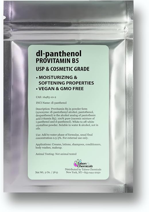 Provitamin B5 Powder dl-Panthenol DIY Panthenol Solution and Panthenol for Hair and Skin Moisturizer (2 Ounce / 56 Gram)