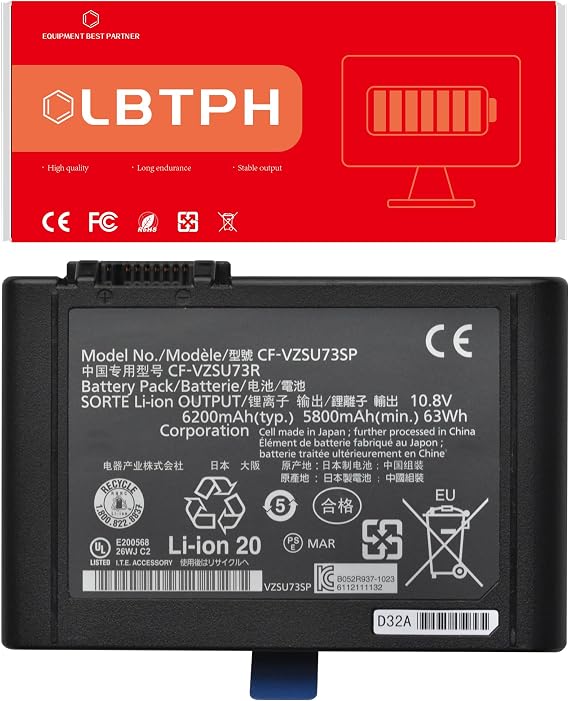 CF-VZSU73U CF-VZSU73R CF-VZSU73SP 63Wh 5800mAh 10.8V Laptop Battery Replacement for Panasonic Toughbook CF-D1 Mk1 Mk2 Series