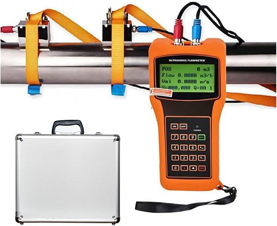 Portable Clamp on Flowmeter,TUF-2000H Digital Ultrasonic Flow Meter,Handheld Ultrasonic Flow Meter, with TM-1 Standard Transducer,Measuring Range:DN50-700mm,for Seawater Industrial Sewage