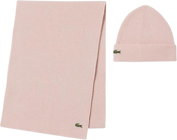 Lacoste Women's Wool Scarf and Beanie Gift Set