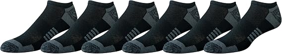 Amazon Essentials Men's Performance Breathable Cotton-Poly Blend Cushioned No Show Running and Trainer Athletic Ankle Socks