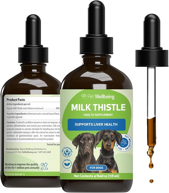 Pet Wellbeing Milk Thistle for Dogs - Liver Detox & Health, 4 oz | NASC Certified & Vet-Formulated Liquid Supplement with Organic Milk Thistle Seed for Liver Support & Healthy Liver Function