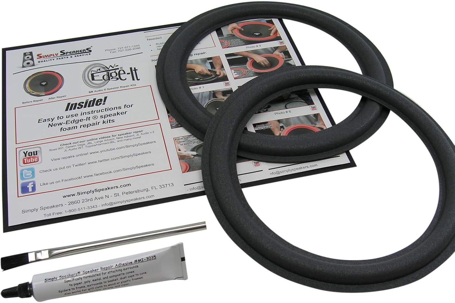 Smaller Advent 9 Inch Foam Speaker Repair Kit FSK-9 Pair