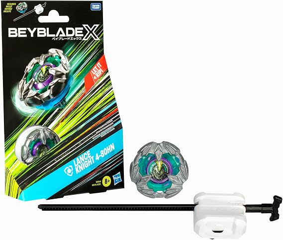 BEYBLADE X Lance Knight 4-80HN Başlangıç Paketi Seti, Savunma Tipi Sağ Dönen Üst ve Başlatıcı; 8 Yaşındaki Erkek ve Kız Çocukları için Savaş Oyuncakları