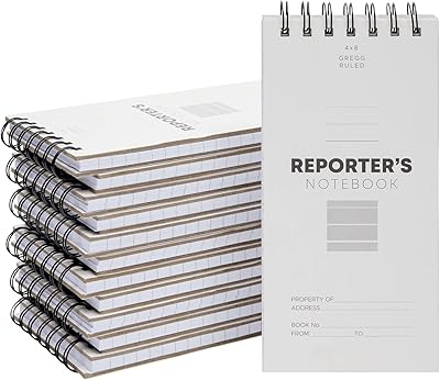 Juvale Reporters Notebook Pack - Top-Bound Notebook & Steno Pad for Journalism & Field Notes - Spiral Binding Lay-Flat Design - 4 x 8 in White, 12-Pack