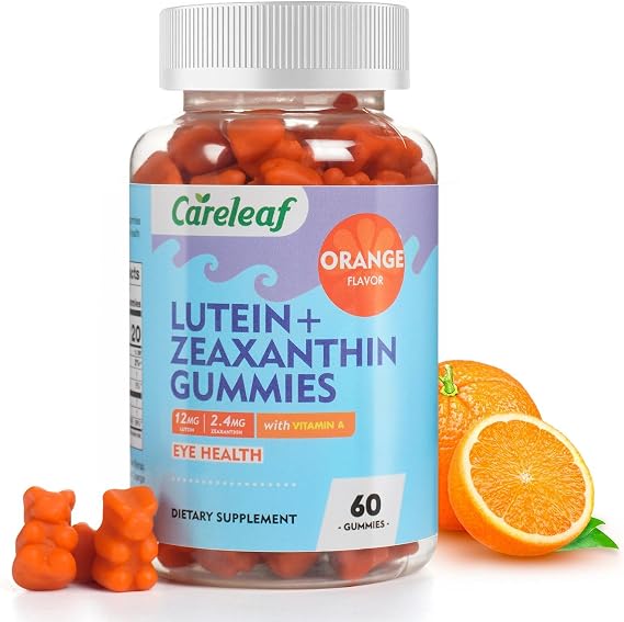 Vegan Lutein and Zeaxanthin Supplements, Lutein for Eyes with Zeaxanthin & Vitamin A,Lutein Gummies for Dry Eye Relief & Clear Vision,Eye Vitamins for Seniors & Kid,Orange Flavor,60 Gummies