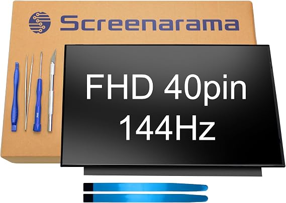 SCREENARAMA Screen Replacement for MSI GE76 Raider 11UE 11UH 12UE 12UH | 40pin 144Hz FHD Matte IPS 1920x1080 LCD LED Display with Tools and Tape