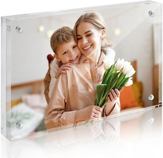 Photo Frames 4x6, Acrylic Picture Frames Double Sided Magnetic Clear, 1Pack