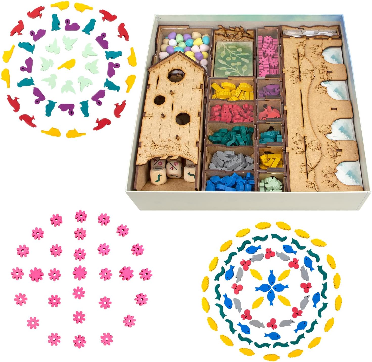 TowerRex Organizer and Tokens Bundle for Wingspan Board Game and European, Oceania Expansions