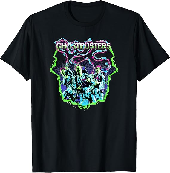 Ghostbusters Retro Proton Packs Cast Photo Movie T-Shirt