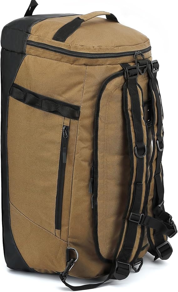 Reisetasche Herren Große 70L Sporttasche Rucksack mit Schuhfach Wasserdicht Gymtasche Weekender Travel Handgepäck Damen für Reisen Sport Fitness Braun