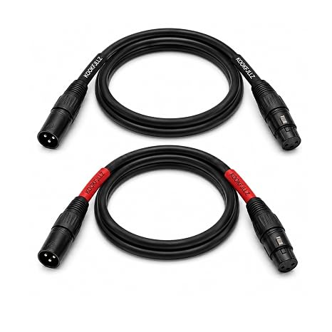 XLR Cable Male to Female 3 Feet 2 Pack, Balanced 22AWG Oxygen-Free Copper Microphone Cable, Shielded Mic Cable for Studio, Stage, Podcast, Mixer, Audio Interface & Recording Equipment