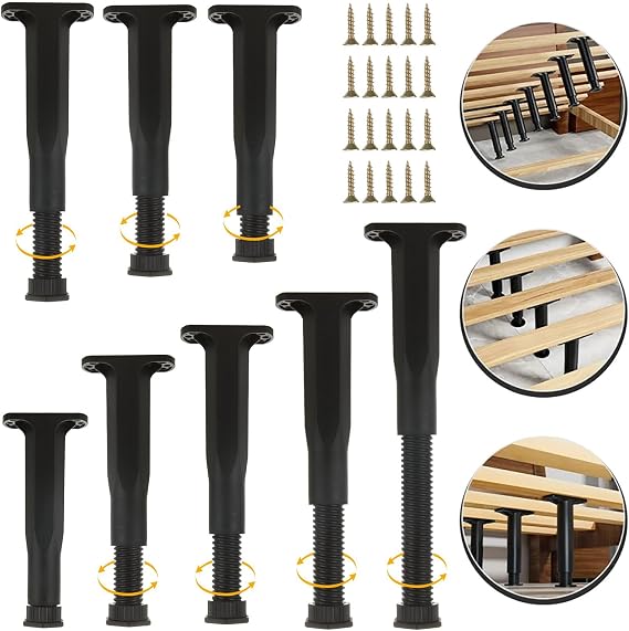 YAYODS 8 Pack Bed Support Legs 8.2-14.7 Inch Height Adjustable Bed Frame Support Legs, Heavy Duty Bed Frame Legs Replacement Center Support for King Queen Bed Slats