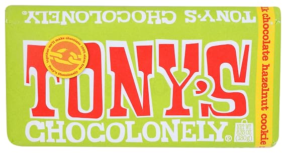 Tony's Chocolonely Milk Chocolate Bar with Hazelnut and Cookie, 6.35 OZ
