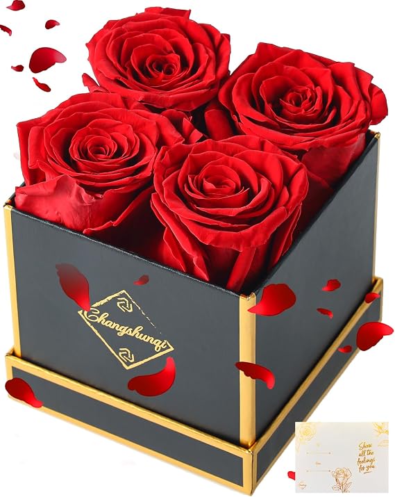 Changshunqi Forever Flowers, Preserved Roses in a Box, Eternal Rose Flowers for Delivery, Forever Preserved Roses for Her Women Wife Christmas Birthday Mothers Flower for Mom Womens Girlfriend