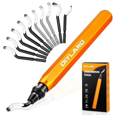 Hand Deburring Tool Kit with Metal Handle+10 Extra HSS(Steel) Blades in 4 Modes 360 Degree Rotatable Pen Deburring Cutter Burr Remover for Copper Pipes, 3D Printing, Plastics, Resin Art, Wood