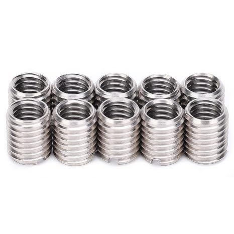 Thread Repair Sleeves, 10Pcs Stainless Steel Thread Inserts Thread Adapters Sleeve Insert Nut, M8 X 1.25 Female Thread M10 X 1.5 Male Thread Thread Conversion Nut