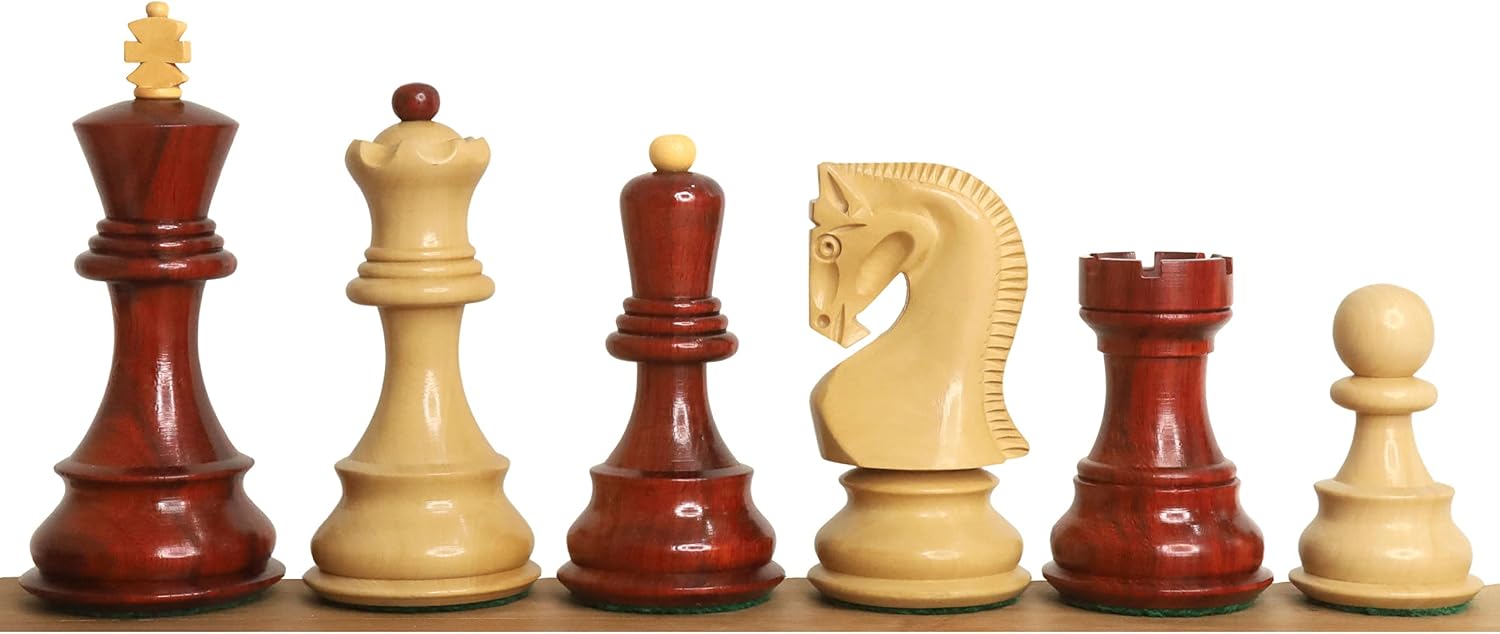 Royal Chess Mall - 3.9" Russian Zagreb 59' Chess Set- Chess Pieces Only - Double Weighted Bud Rose Wood
