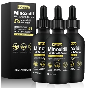 5% Minoxidil Hair Growth Serum for Men and Women Hair Regrowth Treatment,Topical Minoxidil for Beard Growth(3Packs)