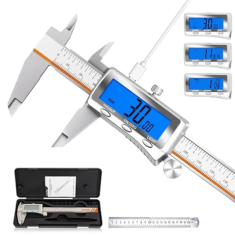LAYME Digital Caliper 6 Inch, Rechargeable, 0.001" Precision All Metal