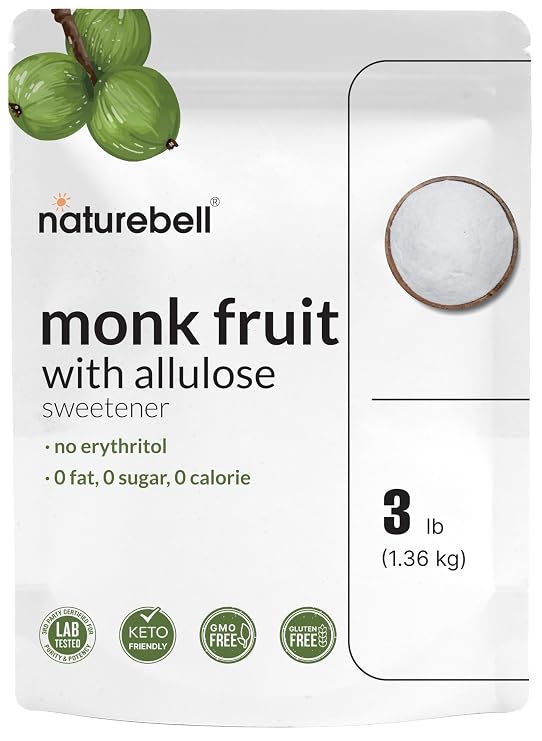 Monk Fruit & Allulose Sweetener with No Erythritol, 3 Pounds | 0 Aftertaste, 0 Calories, 0 Net Carbs 1:1 Sugar Substitute Perfect Sweet Balance for Baking, Cooking, Beverages Keto, Vegan
