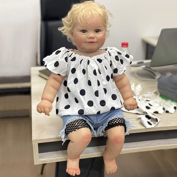 YIHANGG 22 Inch Reborn Baby Doll 55cm Reborn Toddler Doll Blonde Hair Blue Eyes Realistic Newborn Silicone Doll Children Gift Birthday Christmas Toy