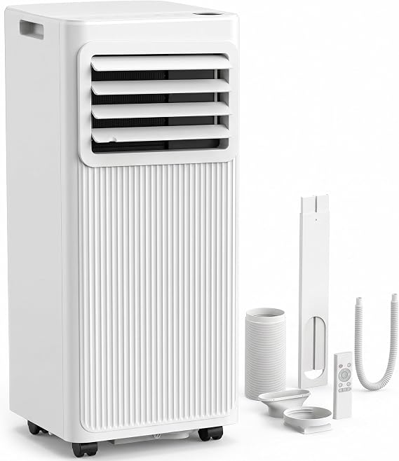 Uthfy 6,000 BTU Portable Air Conditioners, 4-in-1 Portable AC Unit with Cool, Fan, Dehumidifier, Sleep Mode, 24H Timer, Up to 250 Sq.Ft Air Conditioner for Home, Bedroom, Office, Window Kit & Remote