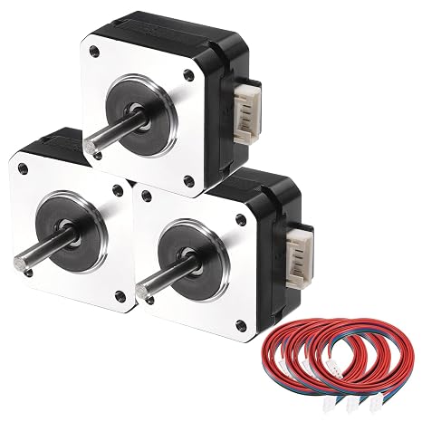 sourcing map 3 Pcs Nema 17 Stepper Motor 42x42x23MM Bipolar 1A/4.5V 0.1N.M 42 Motor 2 Phase Servo 1.16 Degree 4-Lead with XH2.54 Cable and Connector for 3D Printer CNC Machine DIY