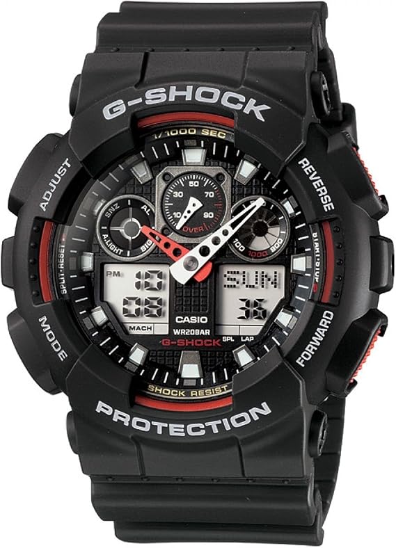 Casio G-Shock Men's GA-100-1A4DR Black x Red Watch