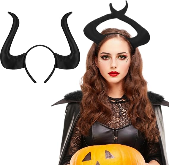 Devil Horns Headband Cosplay: Women Black Witch Demon Horns Halloween Christmas Festival Theme Party