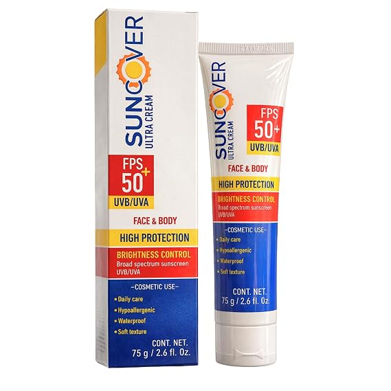 SUNCOVER ULTRA CREAM SPF 50+ UVB/UVA - High Protection for Face and Body, Hypoallergenic, Waterproof, Soft Texture, Daily Care Sunscreen