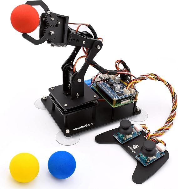 Adeept 5-DOF Robot Arm Kit for Raspberry Pi 4/3 B+/A+/B Programmable DIY Coding STM Educational 5-Axis Robot Arm with Python Code and Tutorials (PDF) (Black)