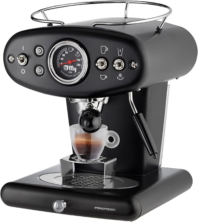 illy X1 Anniversary 1935 Espresso Machine, Black | Single-Serve, iperEspresso Capsules, Milk Frother Steam Wand